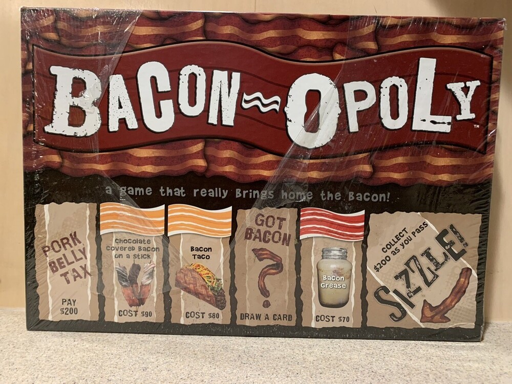 Sealed Box Bacon-opoly A Delicious Bacon Themed Monopoly Game 2-6 Players